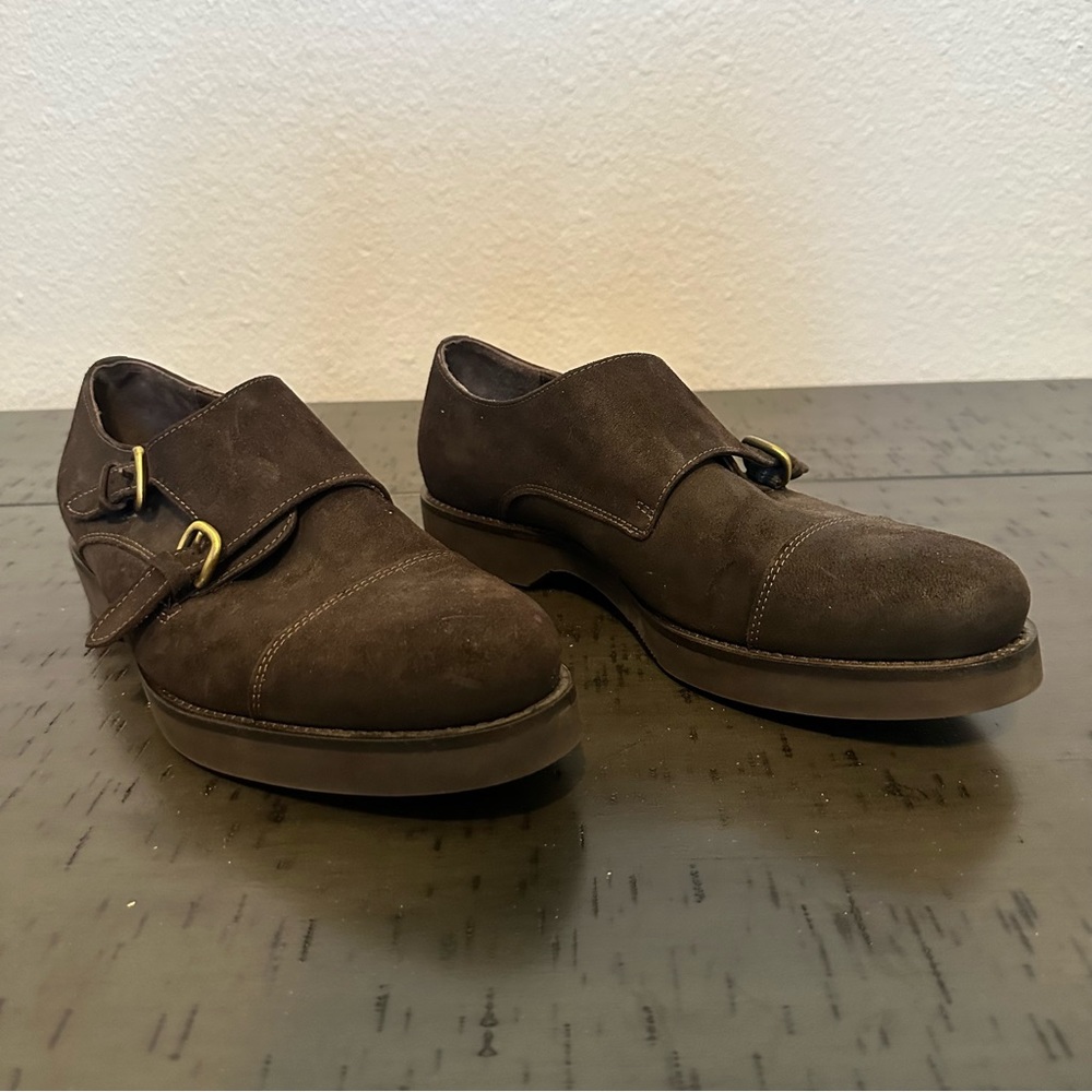 Harry’s of London Brown Suede Leather Double Monk Strap Oxfords